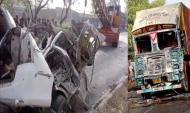 लखनऊ-अयोध्या हाईवे पर बाराबंकी में भीषड़ हादसा, चार की मौत, एसयूवी काटकर बाहर निकाले गए शव