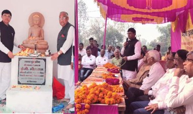 जलनिगम के रिटायर इंजीनियर भीमराज ने किया बुद्ध प्रतिमा का अनावरण