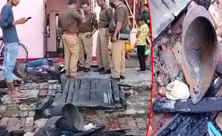 लखनऊ के मड़ियांव थाना क्षेत्र स्थित बसंत बिहार कॉलोनी में सिलेंडर फटने से घर में लगी आग :  तिलक समारोह की चल रही थी तैयारी, तीन घायल