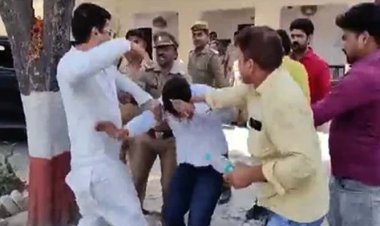 अमेठी में सपा विधायक राकेश प्रताप सिंह की दबंगई, थाने के भीतर ही BJP प्रत्याशी के पति को जमकर लात-घूंसों से पीटा